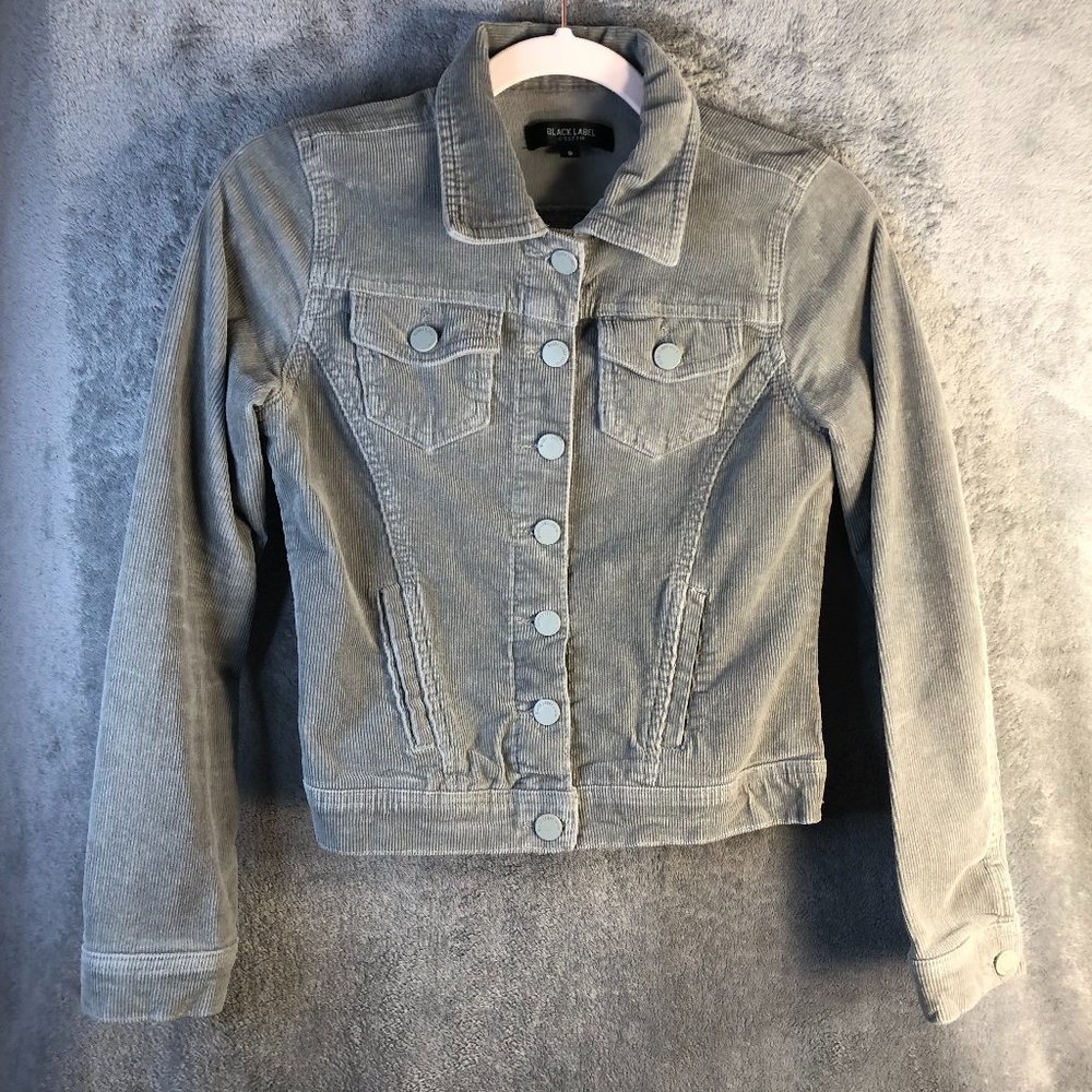 Black Label C'est Toi Women's Small Jacket Grayish/Tan Corduroy Denim Coat